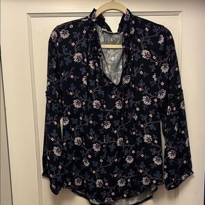 Floral navy blue flower print Blouse